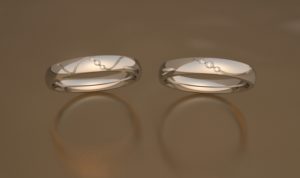 alliances pllb 3.0 mm gravées vagues 1 et 2 serties de 3 diamants