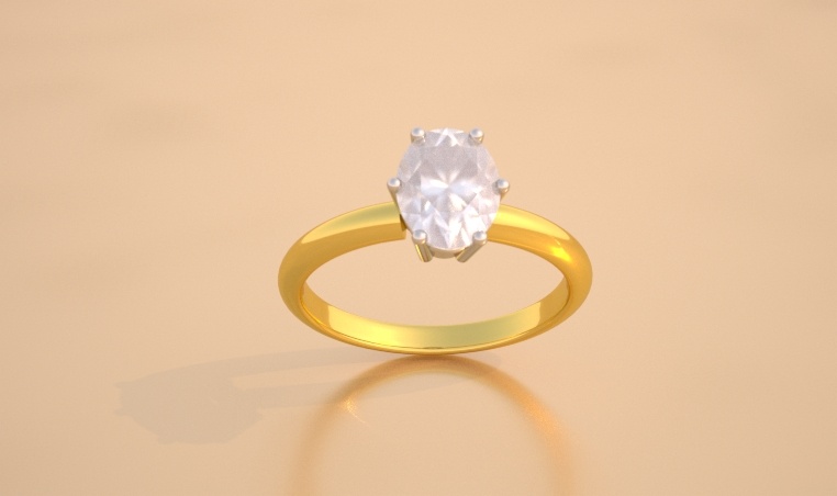 solitaire diamant oval or jaune